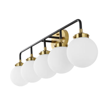 Caleb Brass Vanity Wall Sconce Frosted